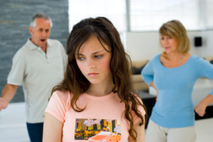 Daughter with her unhappy parents